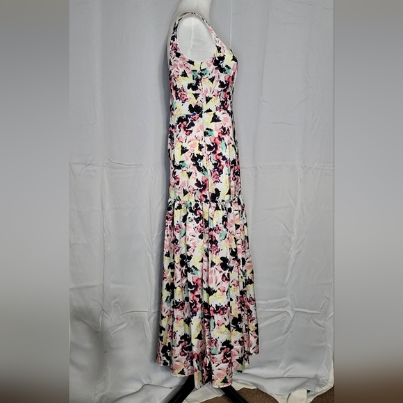 Aiden Mattox Women's NWT Satin Pleated Floral Sleeveless Midi Dress Size 2 - Picture 6 of 16